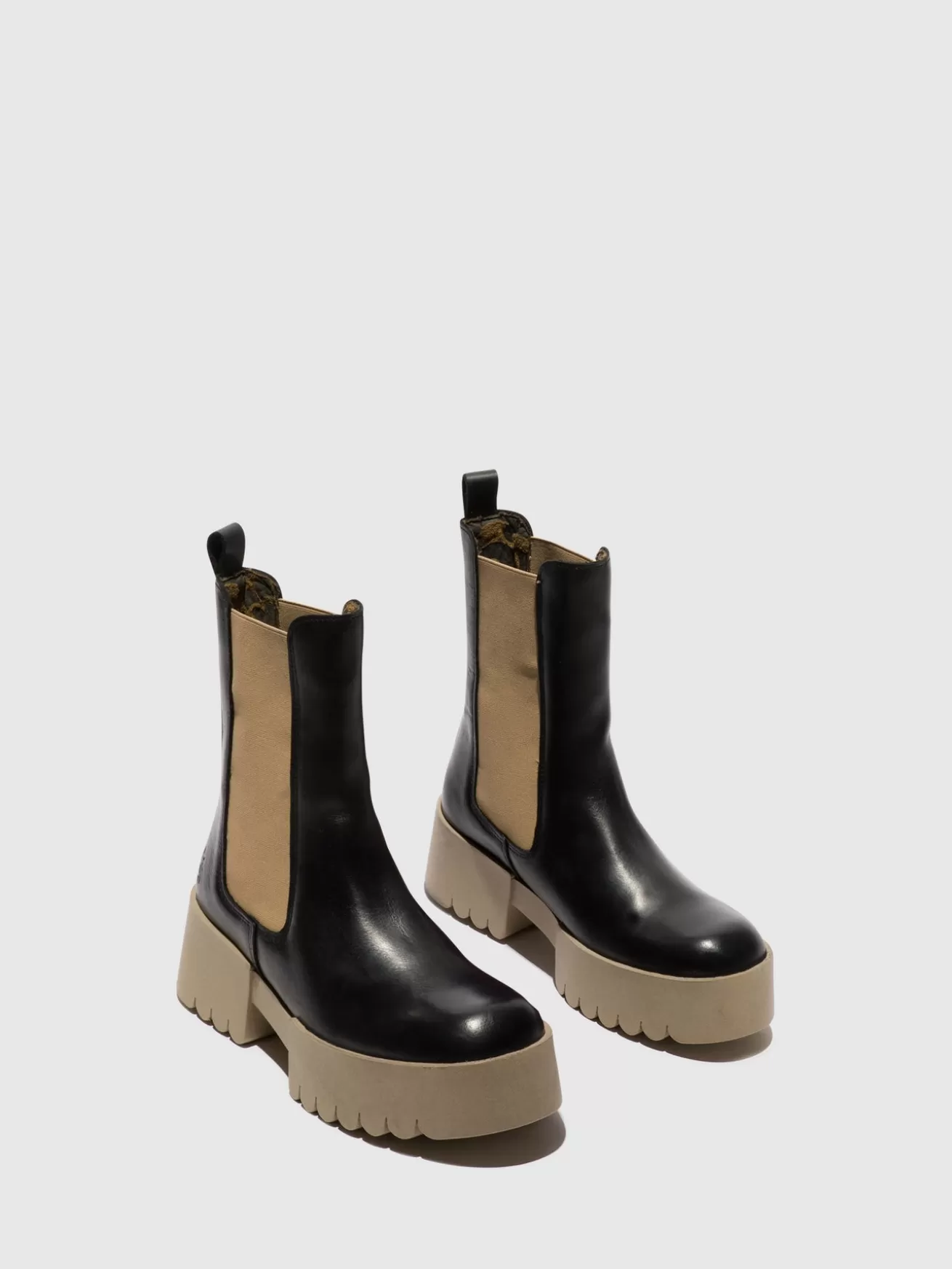 Botas Chelsea Erel007Fly Pretas (Sola Taupe)-Fly London Hot