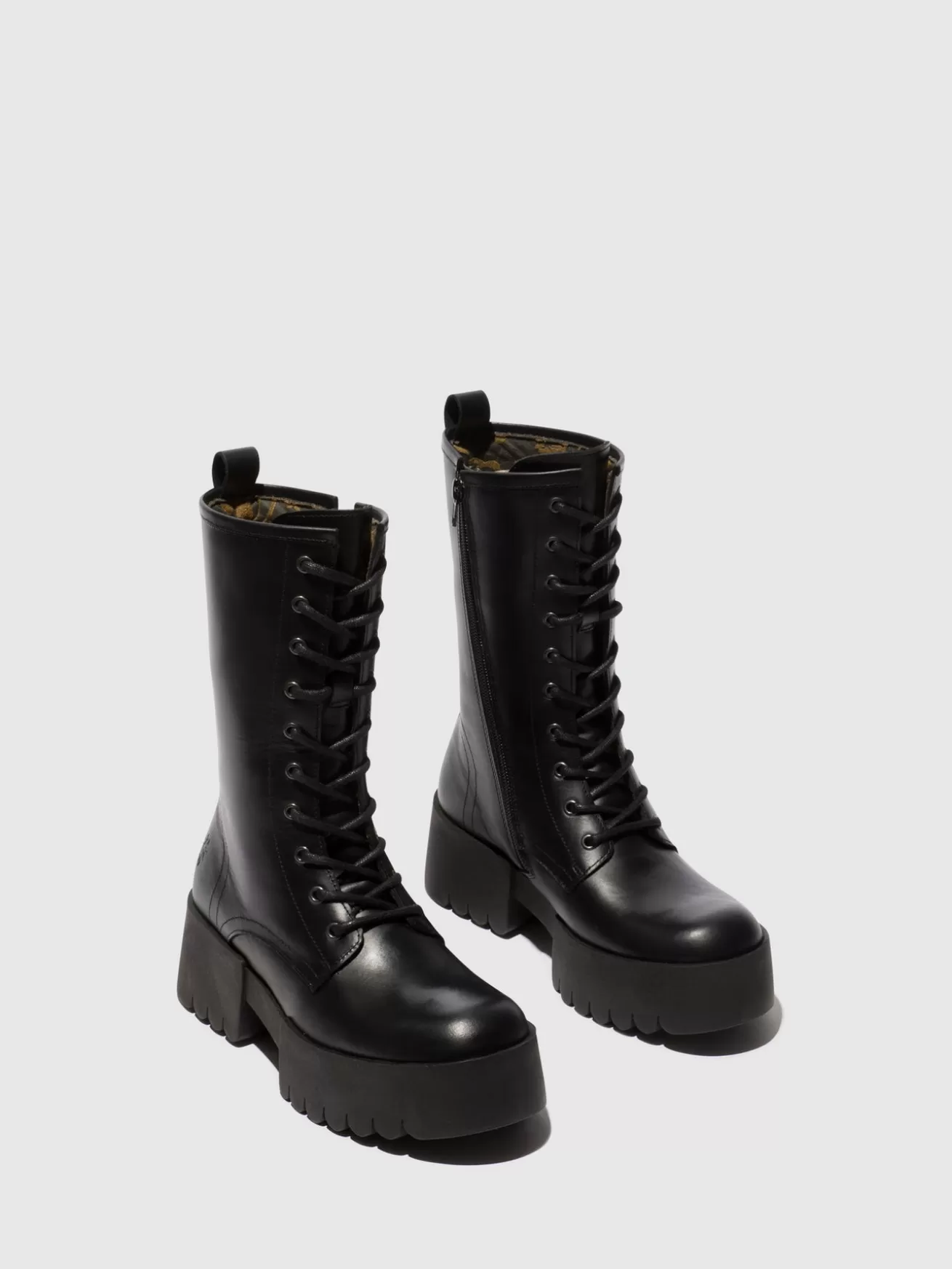 Botas Com Cordoes Elna008Fly Pretas-Fly London Shop