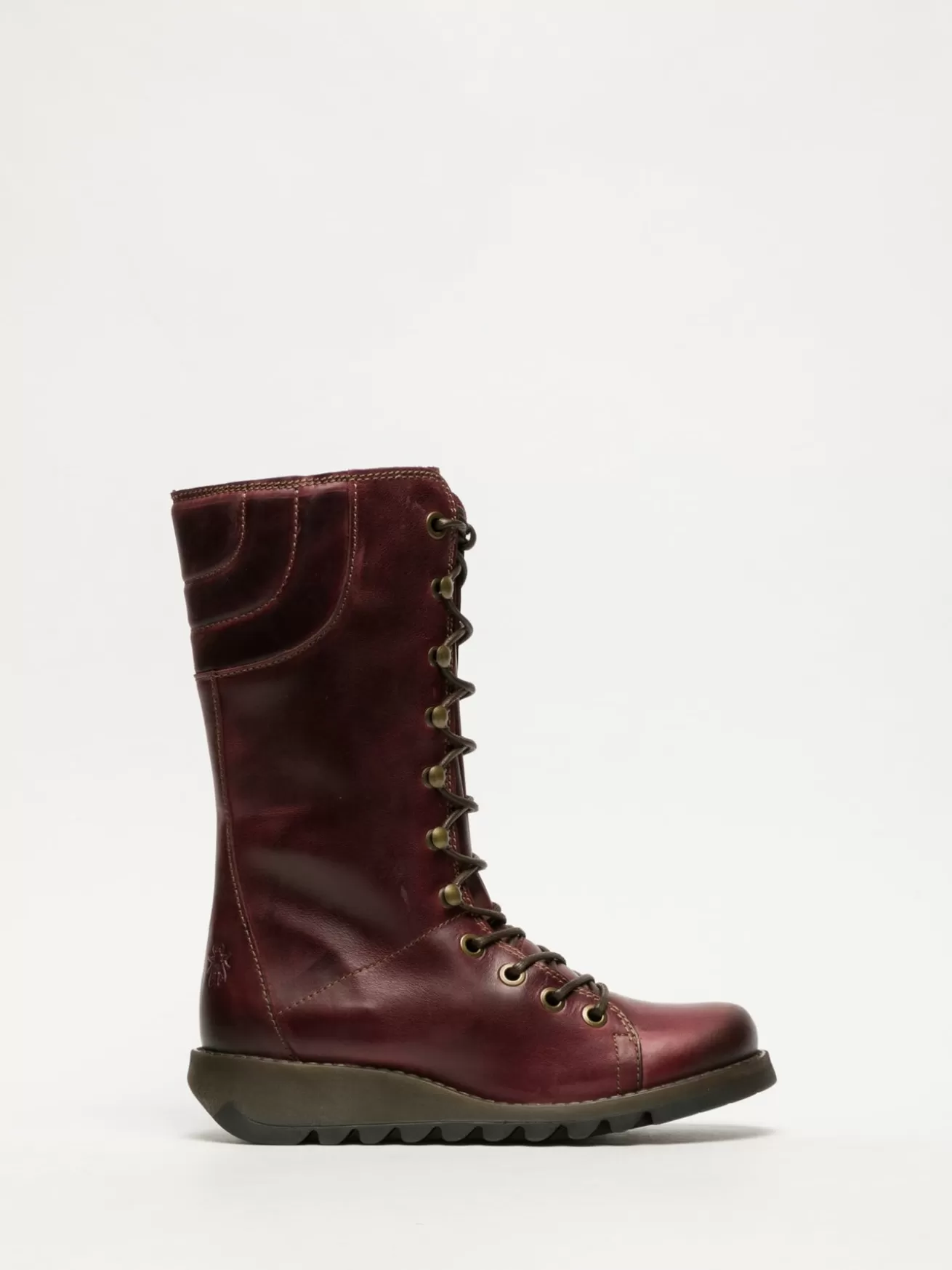 Botas Com Cordoes Vermelho Escuro-Fly London Outlet