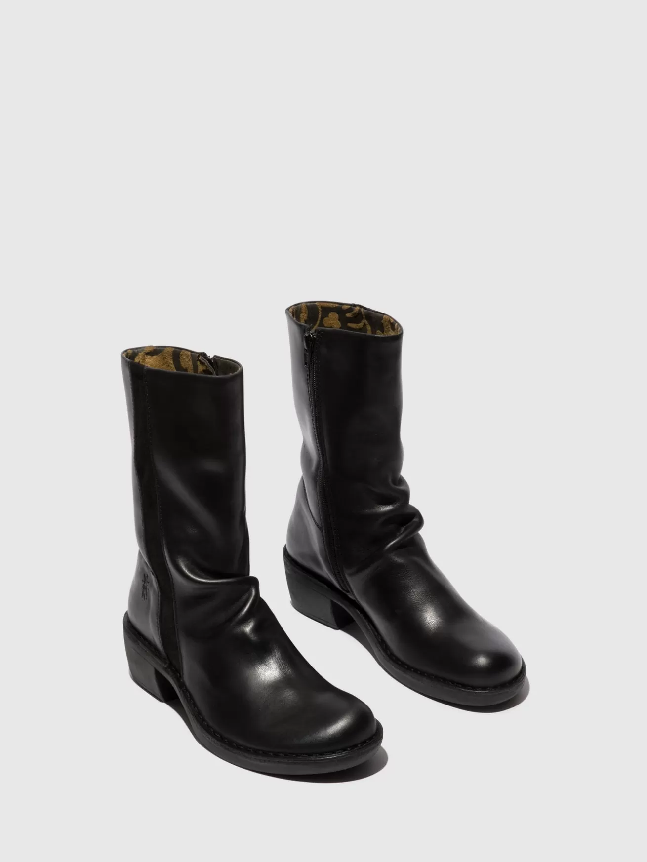 Botas Com Ziper Mecy092Fly Preto/Preto-Fly London Discount