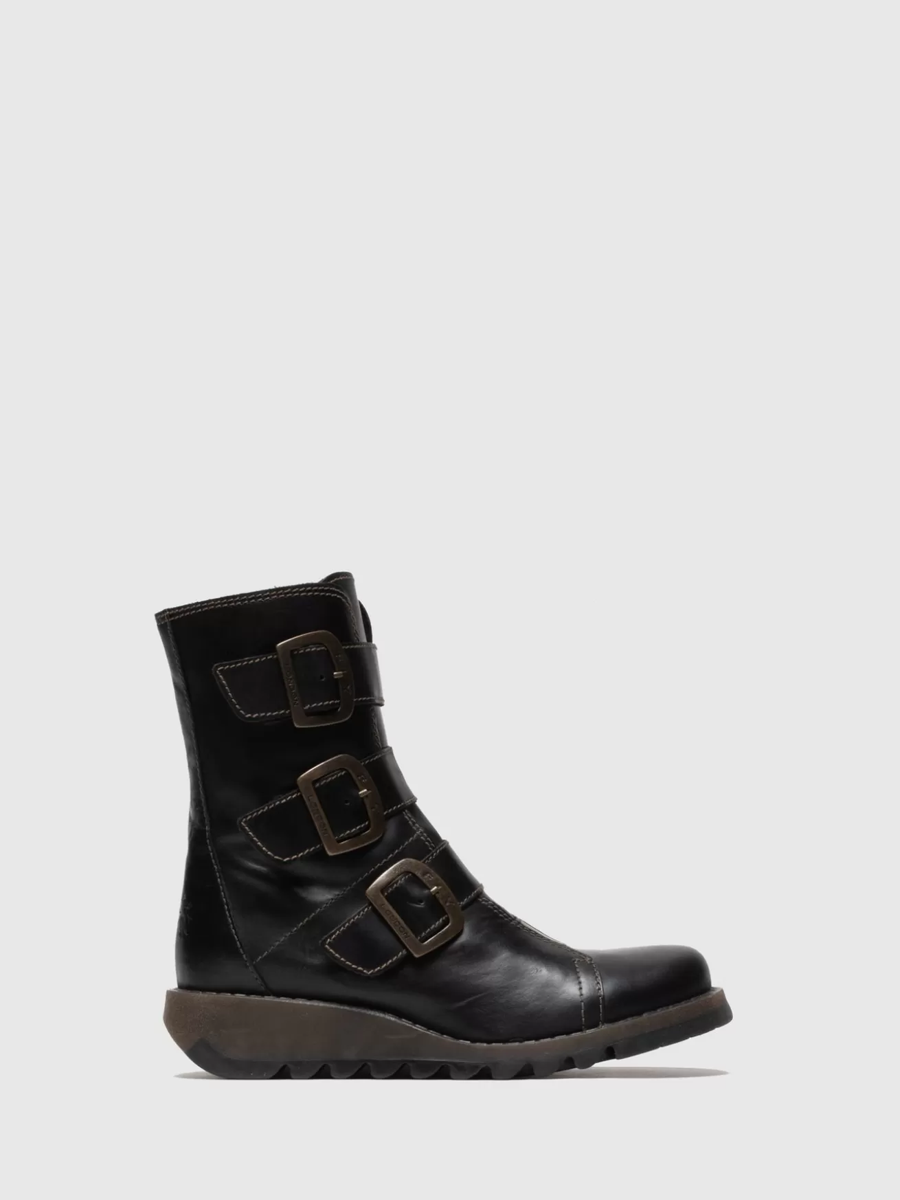 Botas De Tornozelo Com Fivela De Couro Preto-Fly London Shop