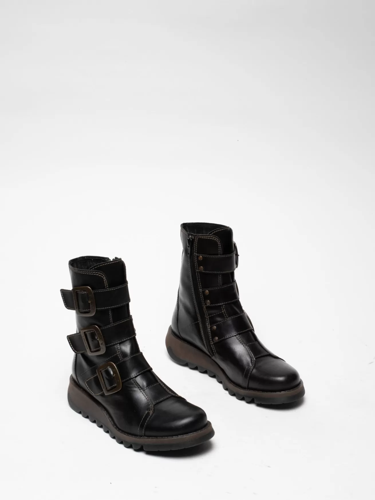 Botas De Tornozelo Com Fivela De Couro Preto-Fly London Shop