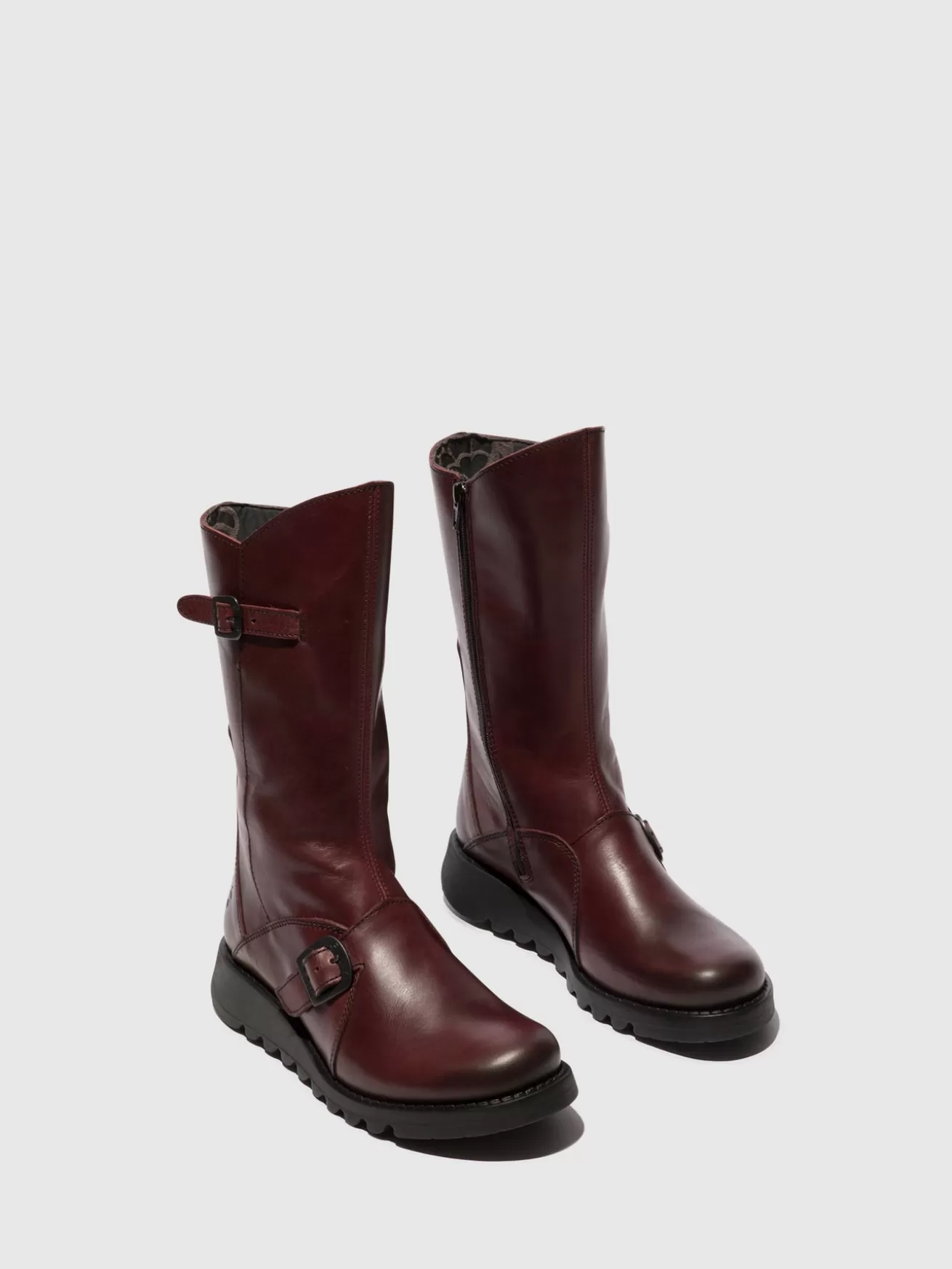 Botas Fivela Mes 2 Wine(Sola Preta)-Fly London Store