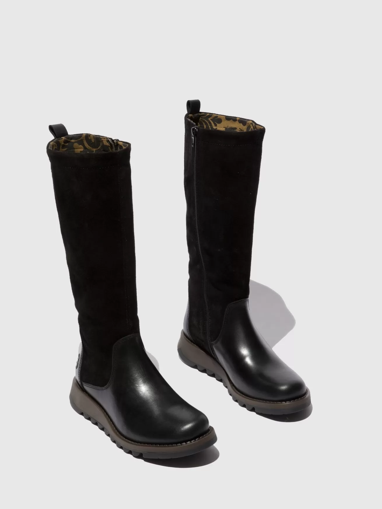 Botas Zip Up Seme828Fly Rug/Oilsuede Preto-Fly London Outlet