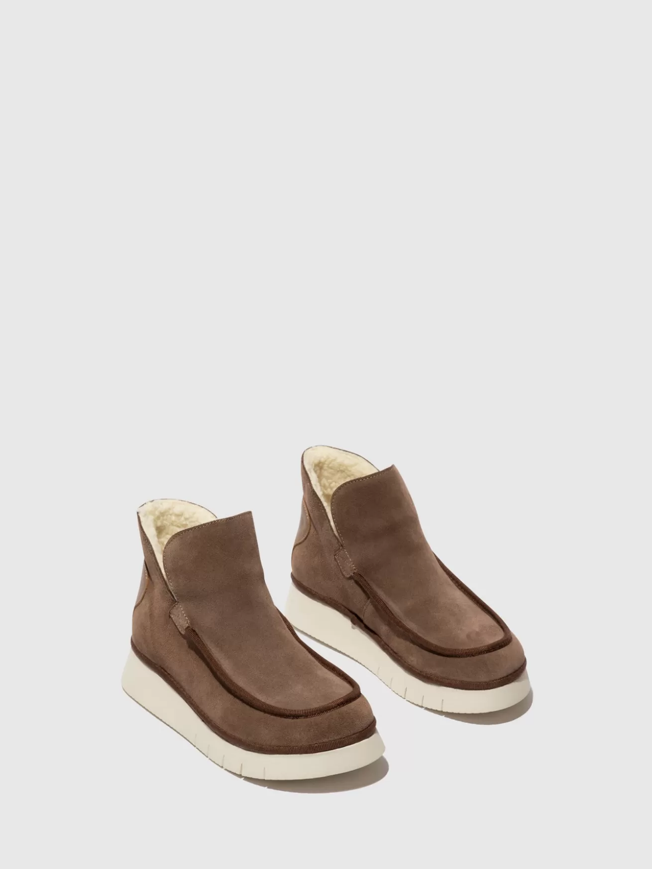 Botins Bico Redondo Coze348Fly Taupe/Camel-Fly London Online