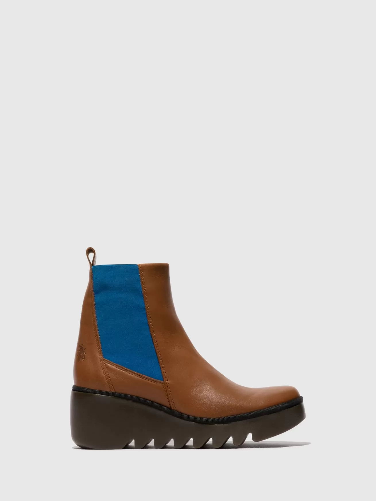 Botins Chelsea Bagu233Fly Cuoio (Elastico Azul)-Fly London Clearance