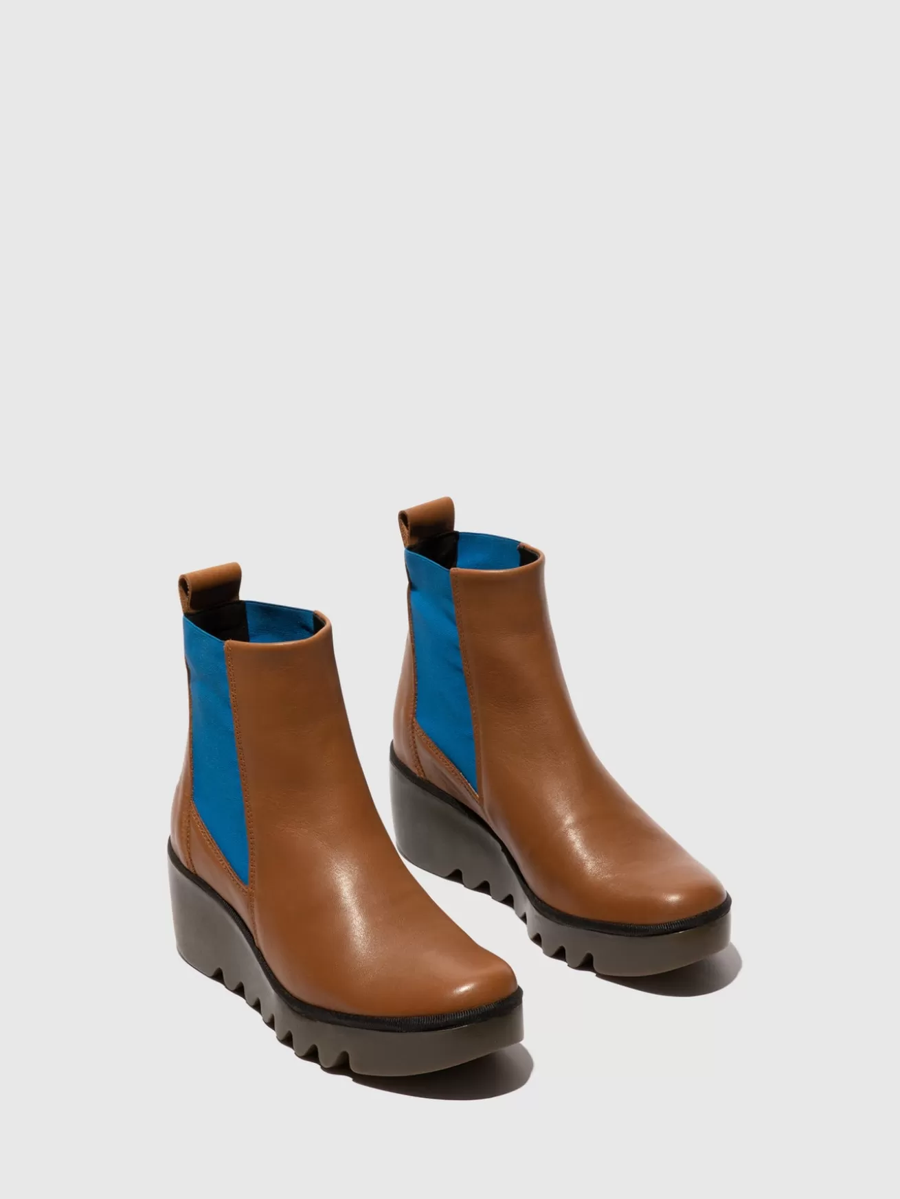 Botins Chelsea Bagu233Fly Cuoio (Elastico Azul)-Fly London Clearance