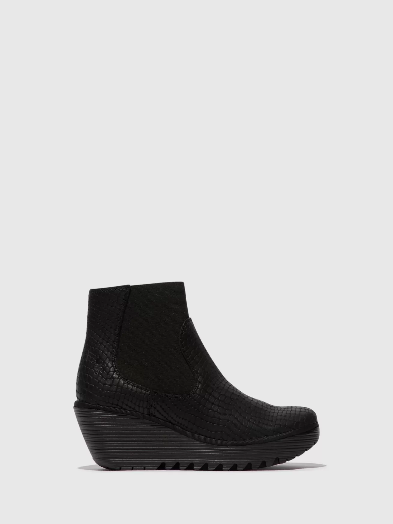 Botins Chelsea Yade398Fly Croco Preto-Fly London Shop