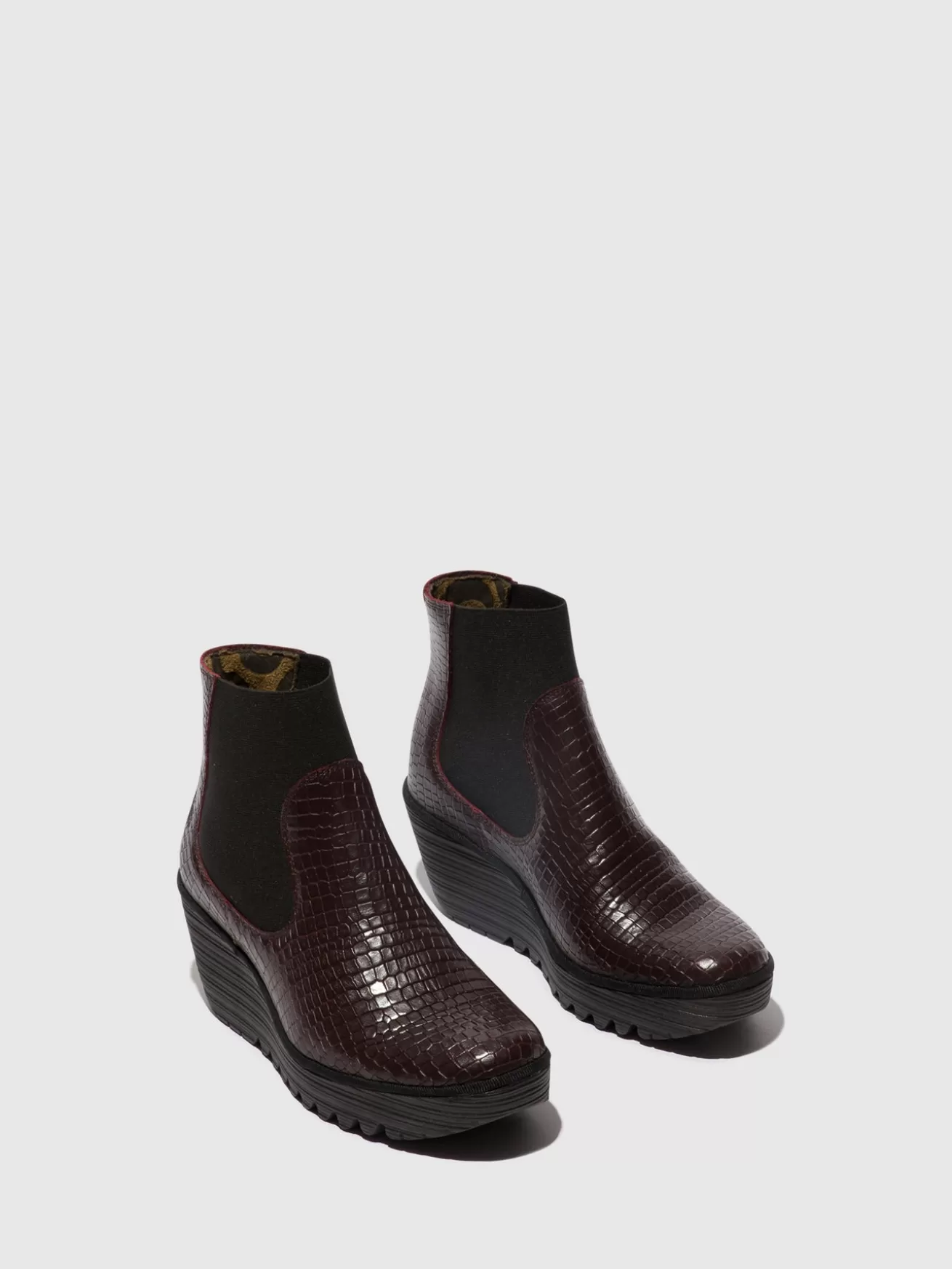 Botins Chelsea Yade398Fly Croco Wine-Fly London Cheap