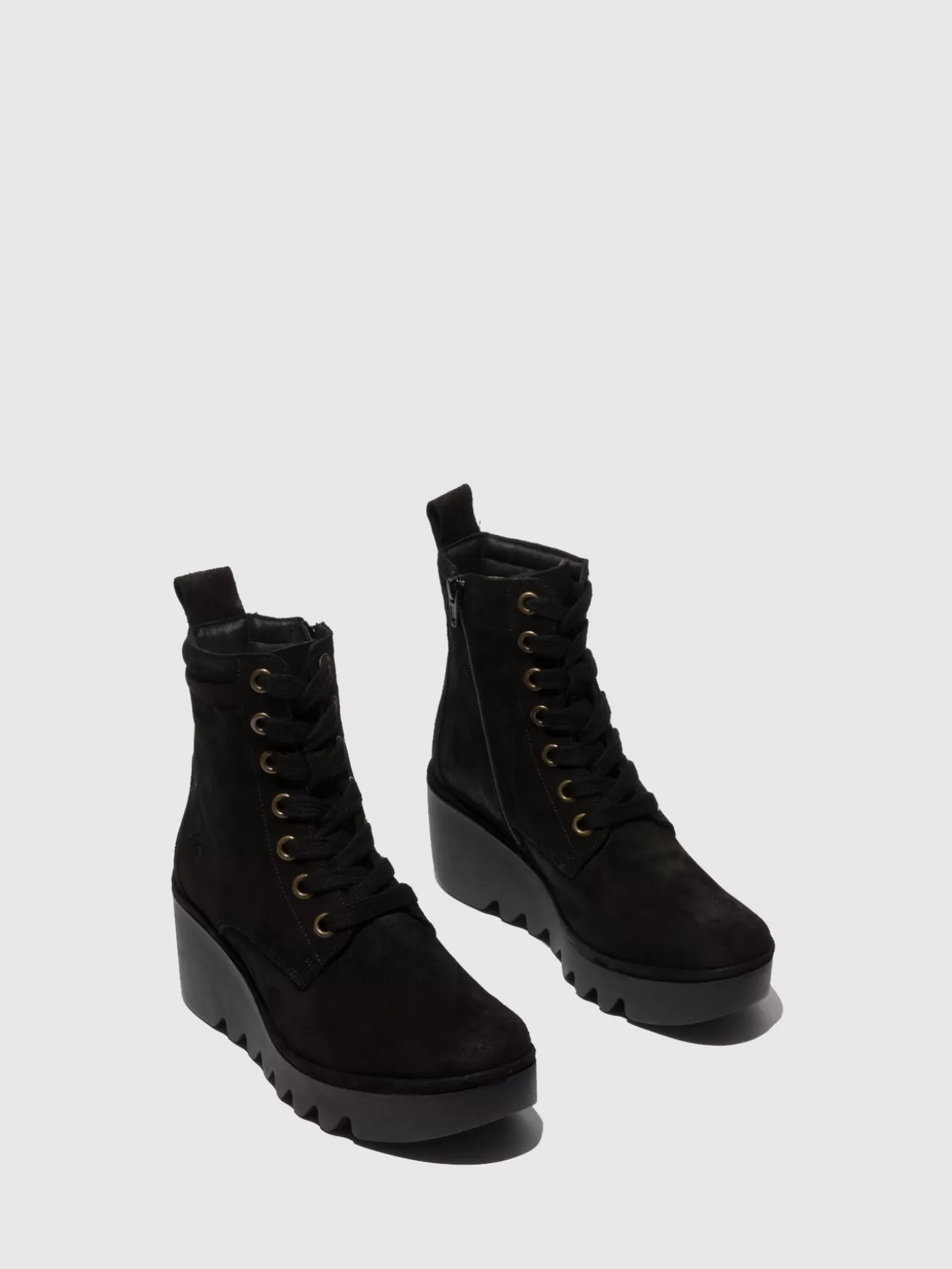 Botins Com Atacadores Biaz329Fly Oilsuede Preto-Fly London Store