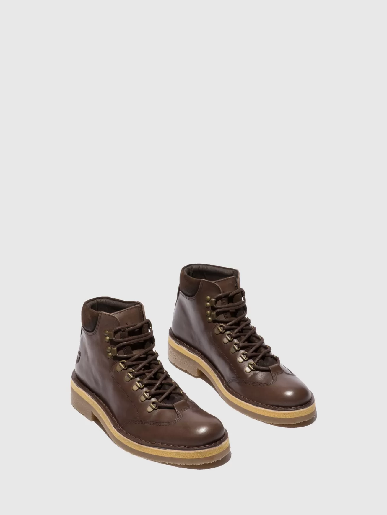 Botins Com Atacadores Reus075Fly Eco/Oilsuede (Vegetal) Mocca-Fly London Outlet