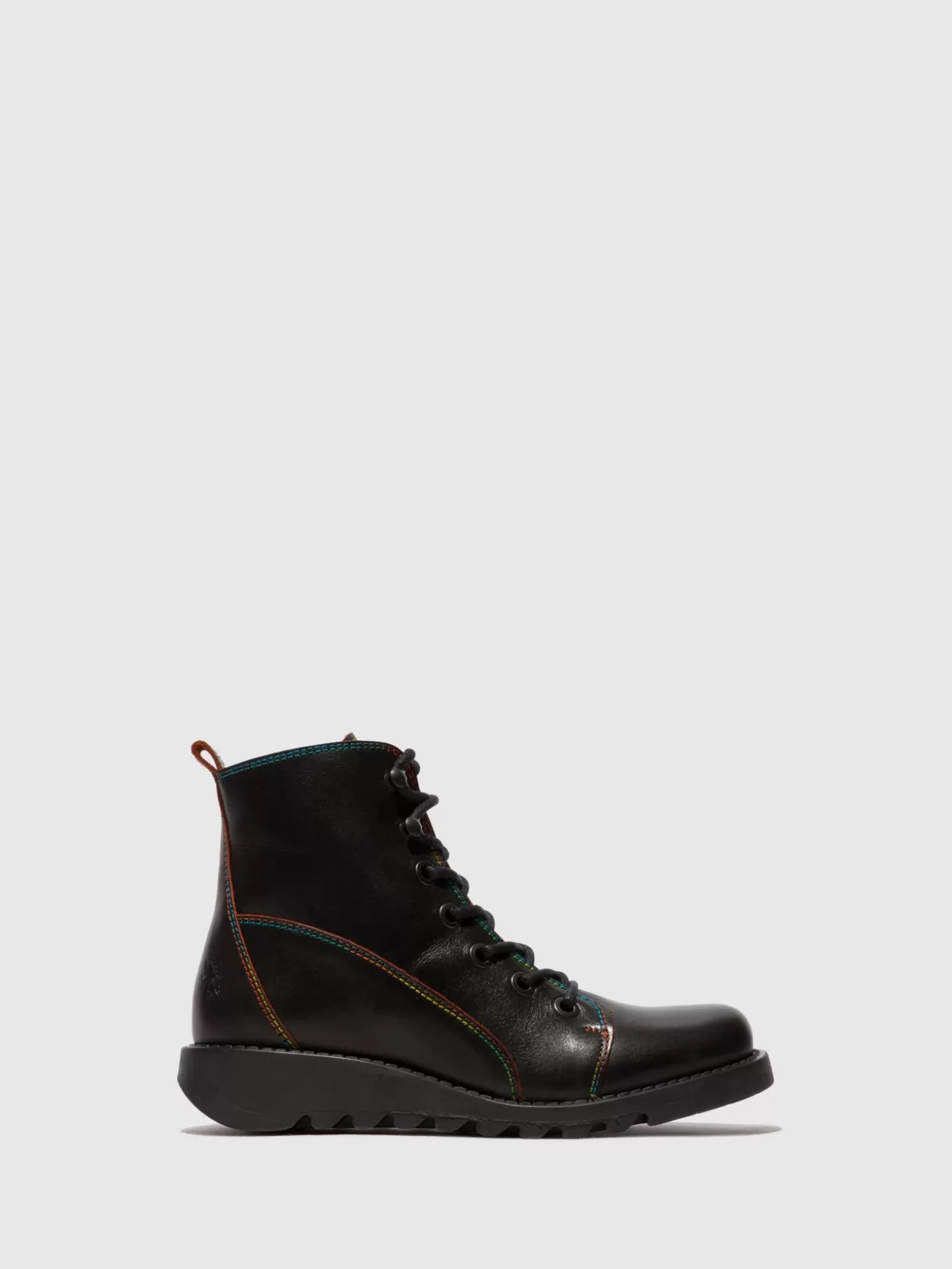 Botins Com Atacadores Sore813Fly Preto/Vermelho(Rainbow St.)-Fly London Cheap