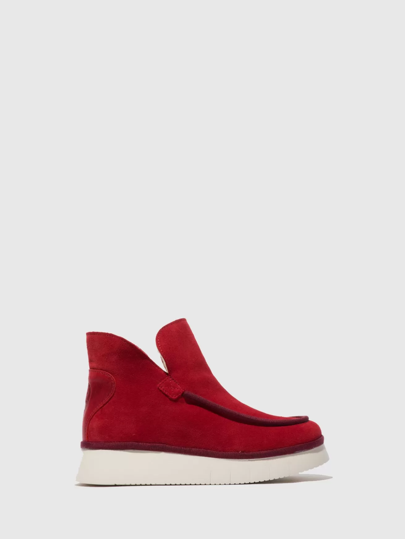 Botins Com Bico Redondo Coze348Fly Suede/Rug Carmine Red-Fly London Store