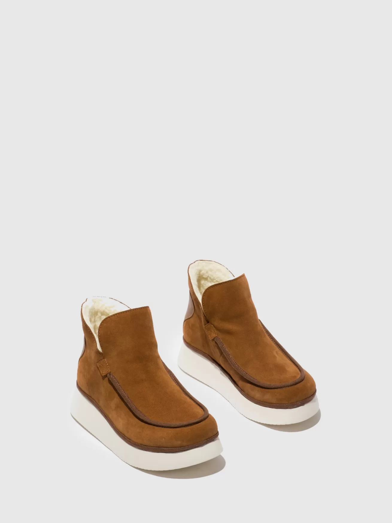 Botins Com Bico Redondo Coze348Fly Suede/Rug Cognac-Fly London Shop