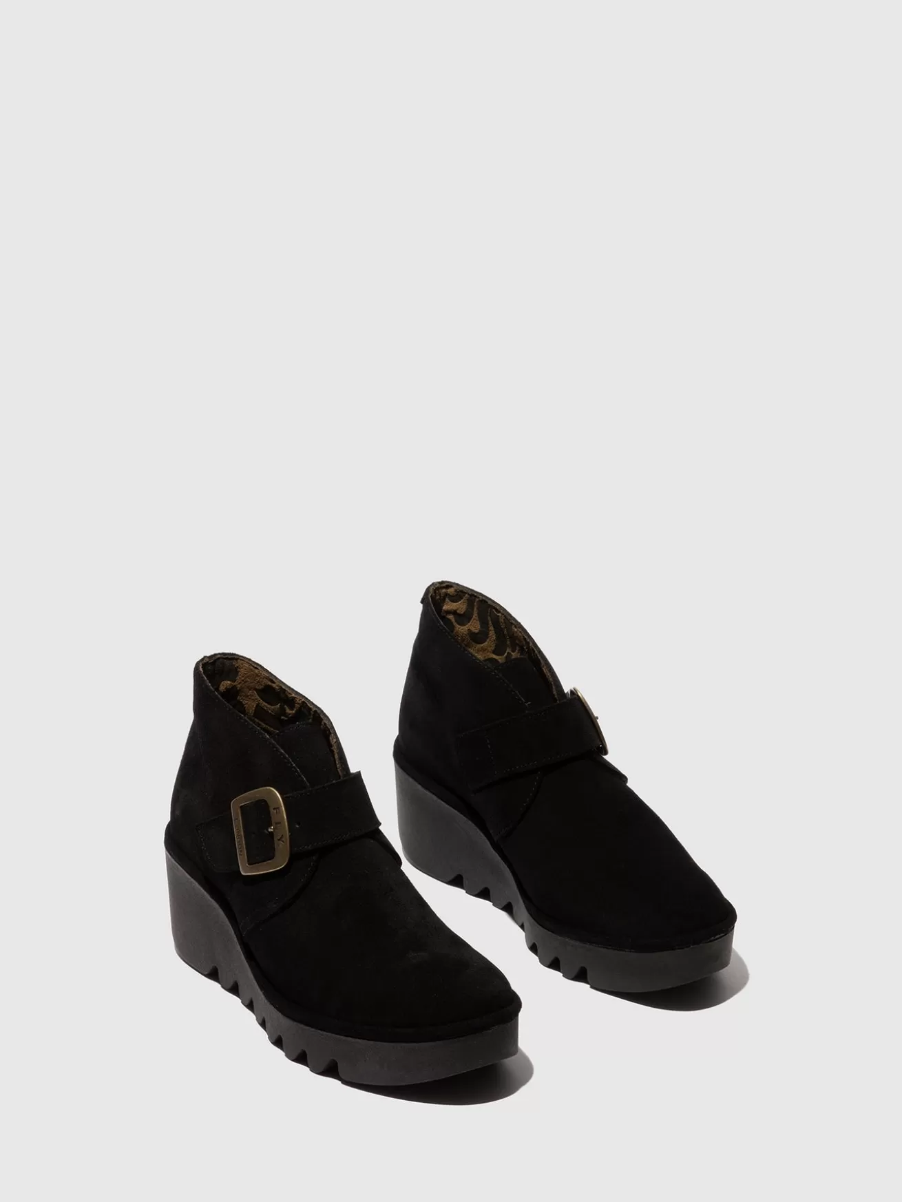 Botins Com Fivela Birt397Fly Oil Suede Preto-Fly London Hot