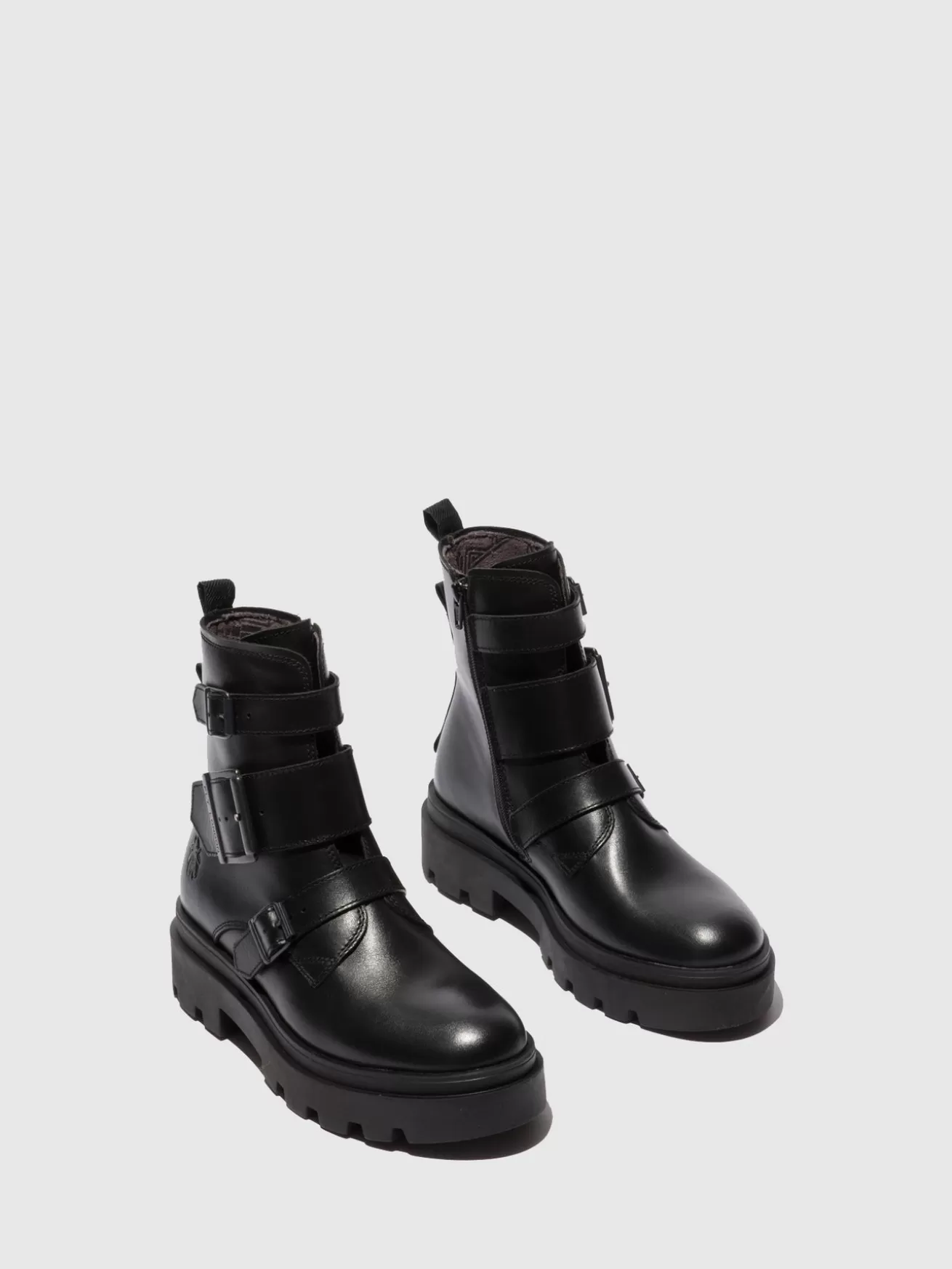 Botins Com Fivela Jeda817Fly Nappa Preto-Fly London Hot