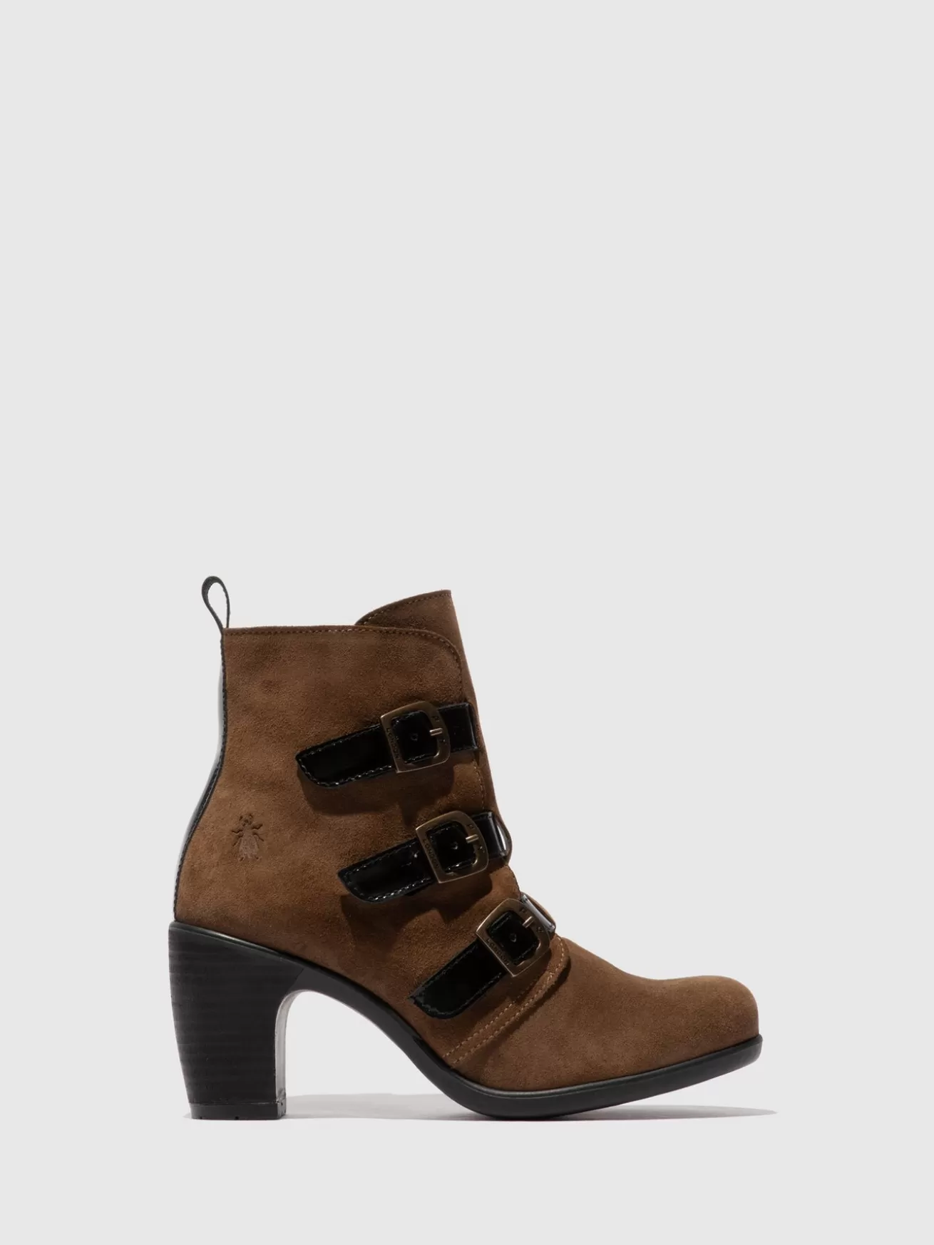 Botins Com Fivela Klea012Fly Taupe/Preto-Fly London Clearance