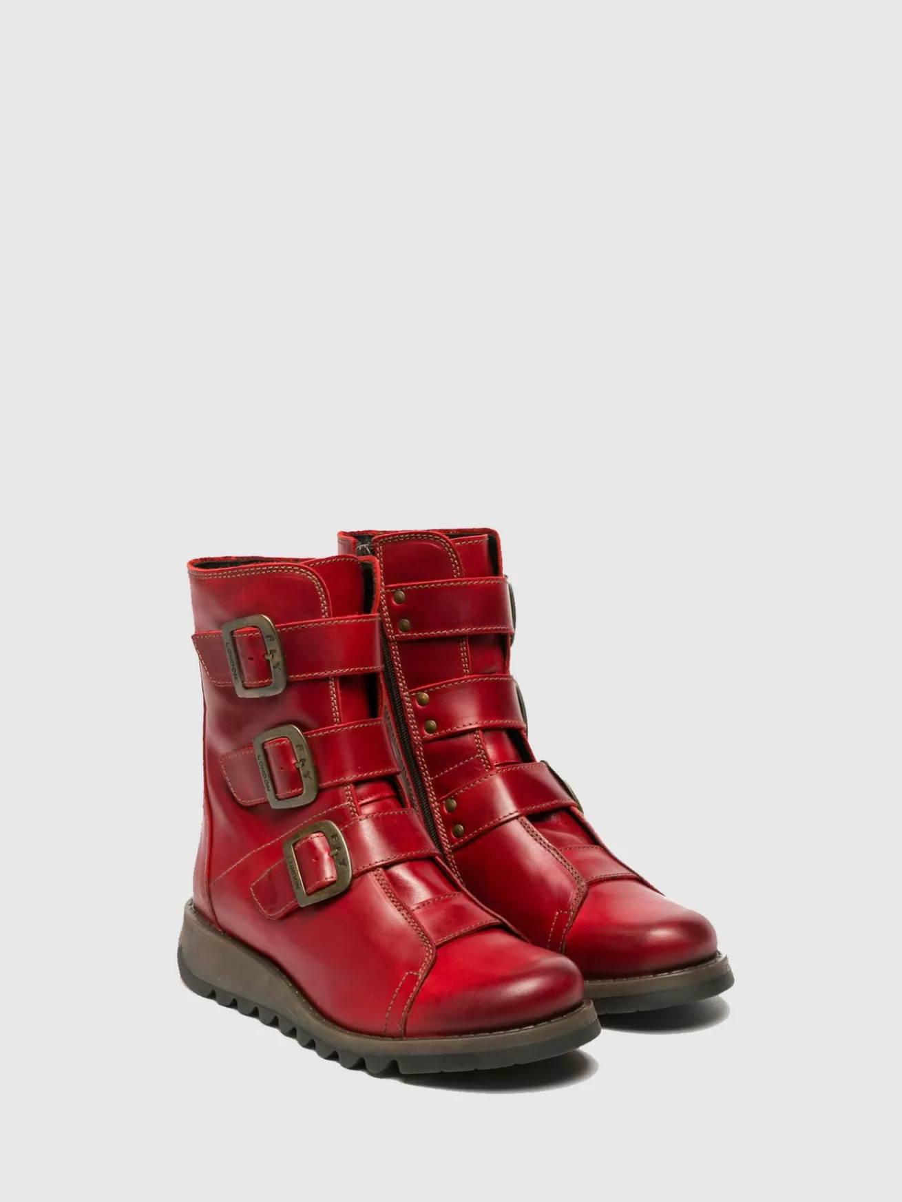 Botins Com Fivela Scop110Fly Vermelho-Fly London Flash Sale