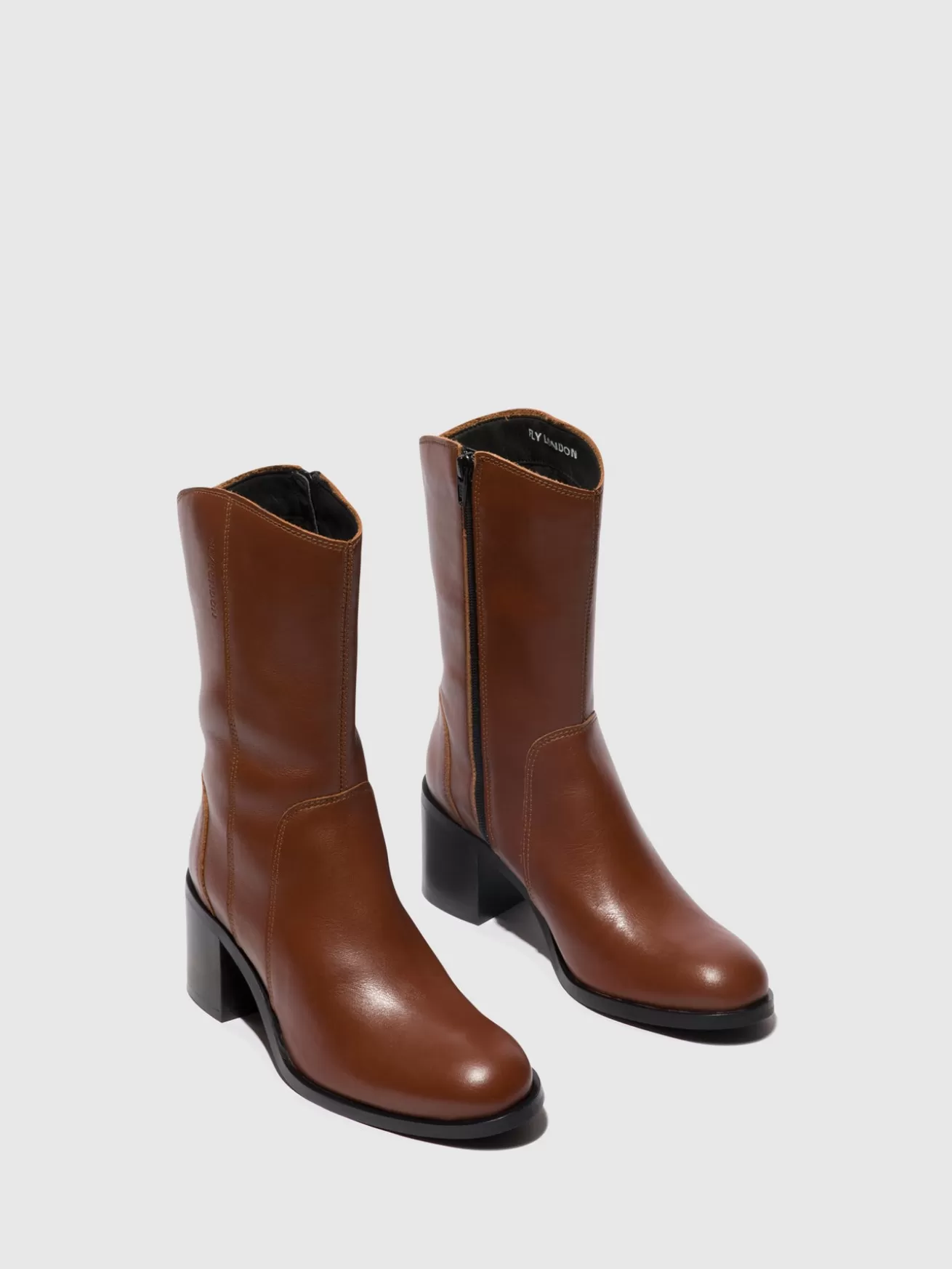 Botins Com Ziper Asta914Fly Cognac-Fly London Outlet