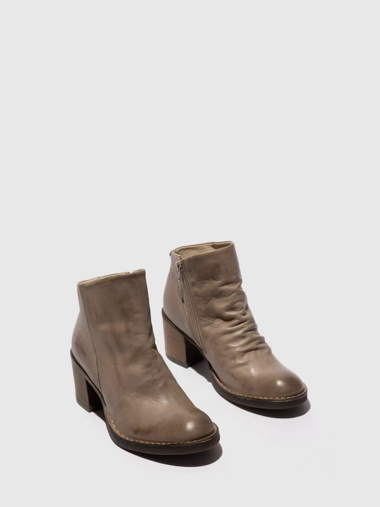 Botins Com Ziper Bell061Fly Taupe-Fly London Outlet