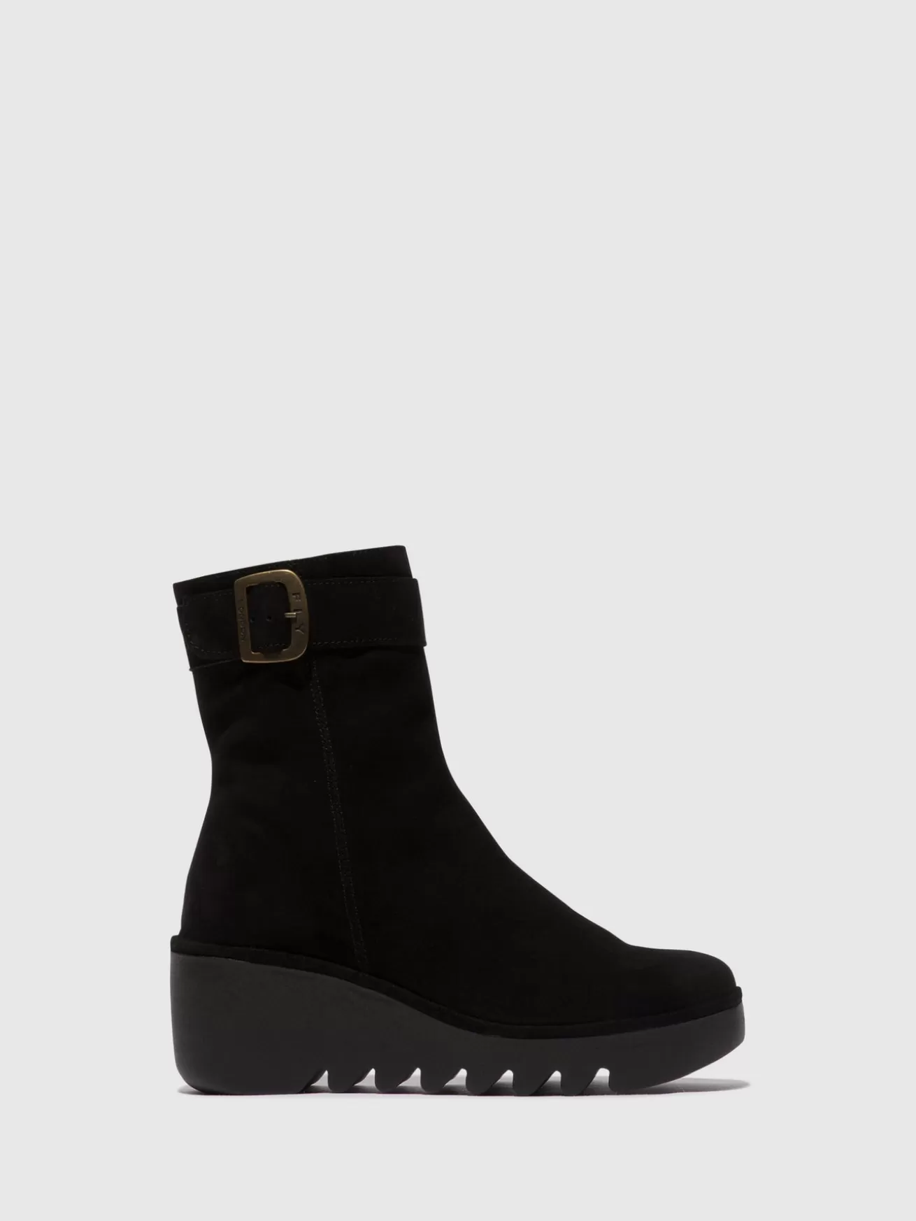 Botins Com Ziper Bepp396Fly Oil Suede Preto-Fly London Flash Sale