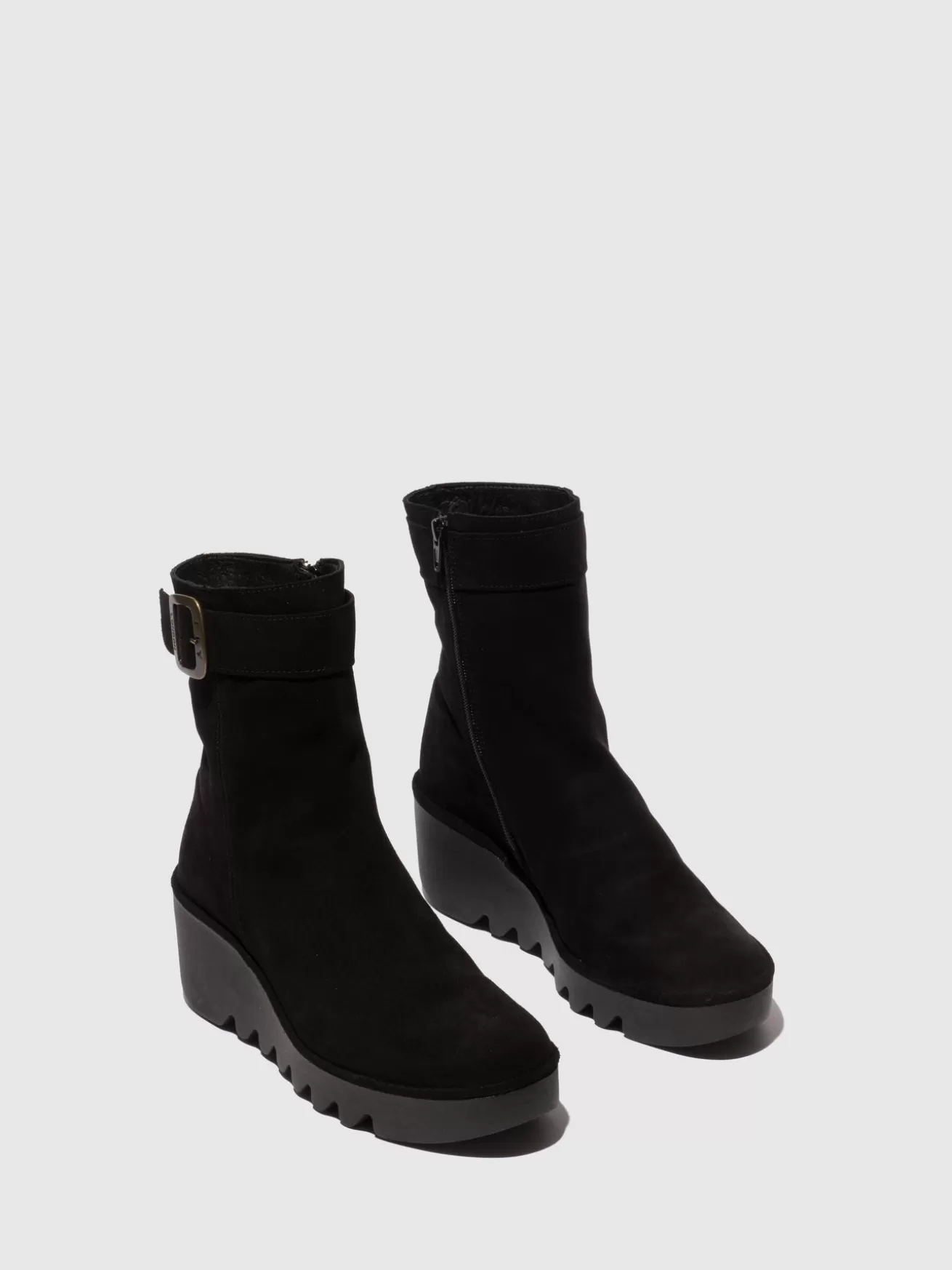 Botins Com Ziper Bepp396Fly Oil Suede Preto-Fly London Flash Sale