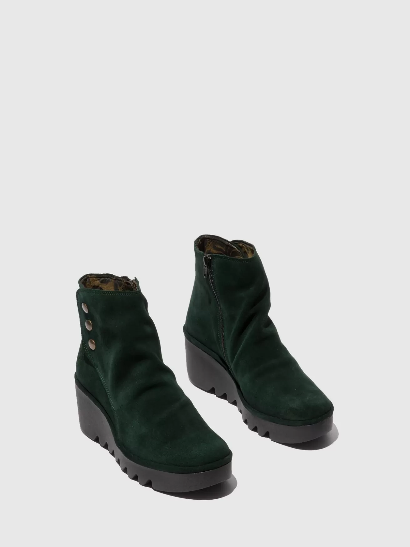 Botins Com Ziper Brom344Fly Oilsuede Green Forest-Fly London Hot