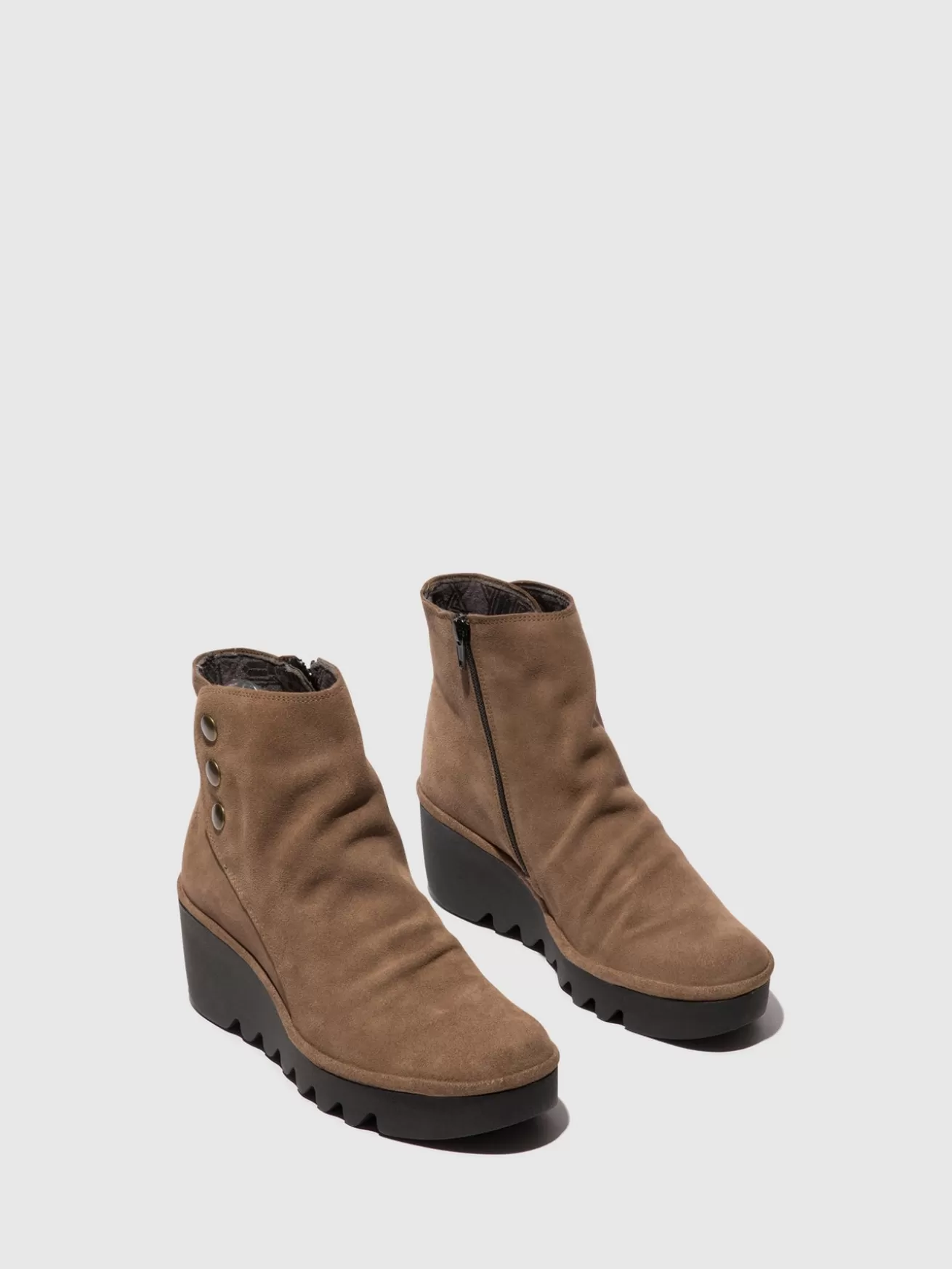 Botins Com Ziper Brom344Fly Taupe-Fly London New