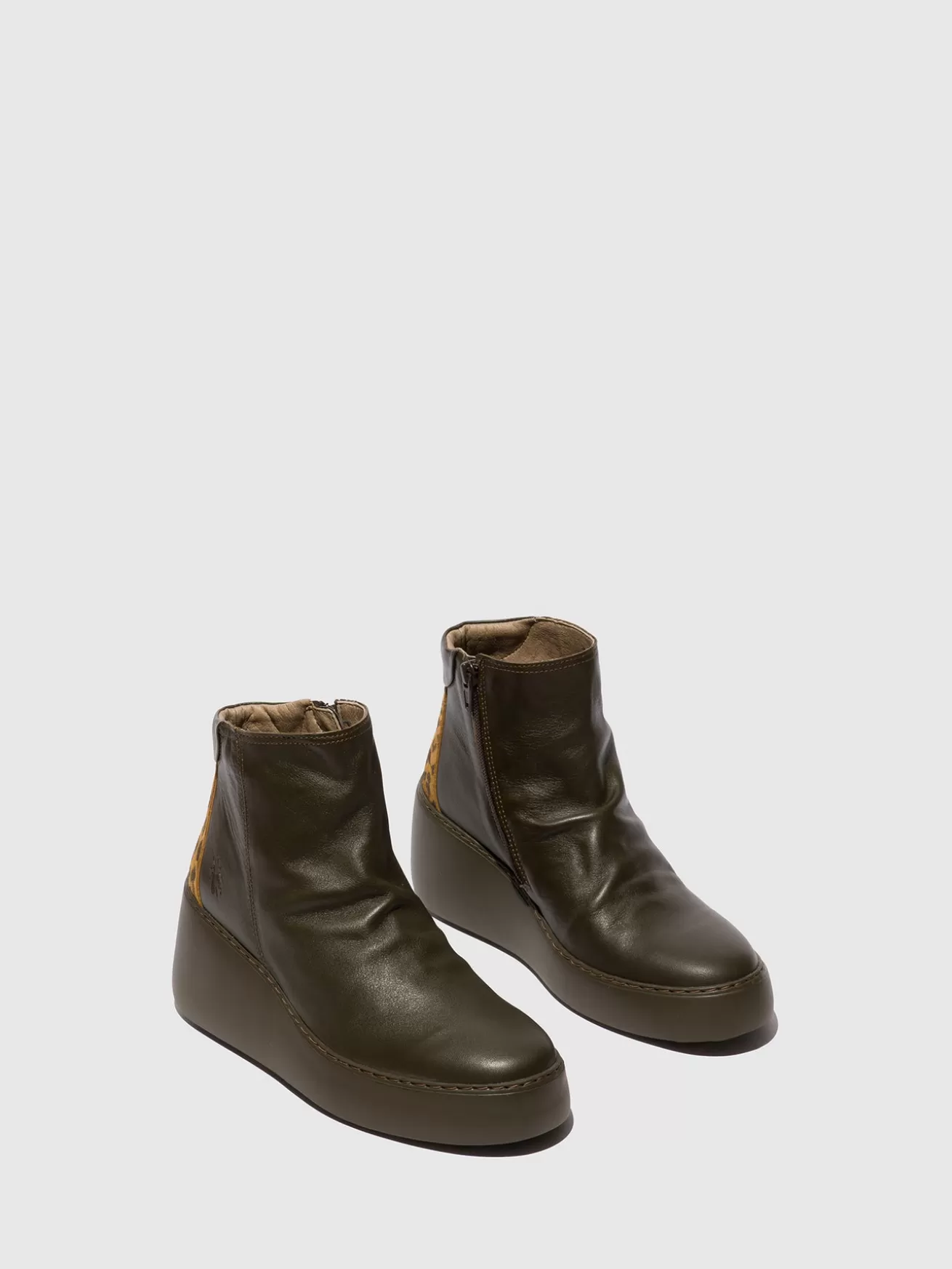 Botins Com Ziper Dabe461Fly Dk.Green/Tan-Fly London Store