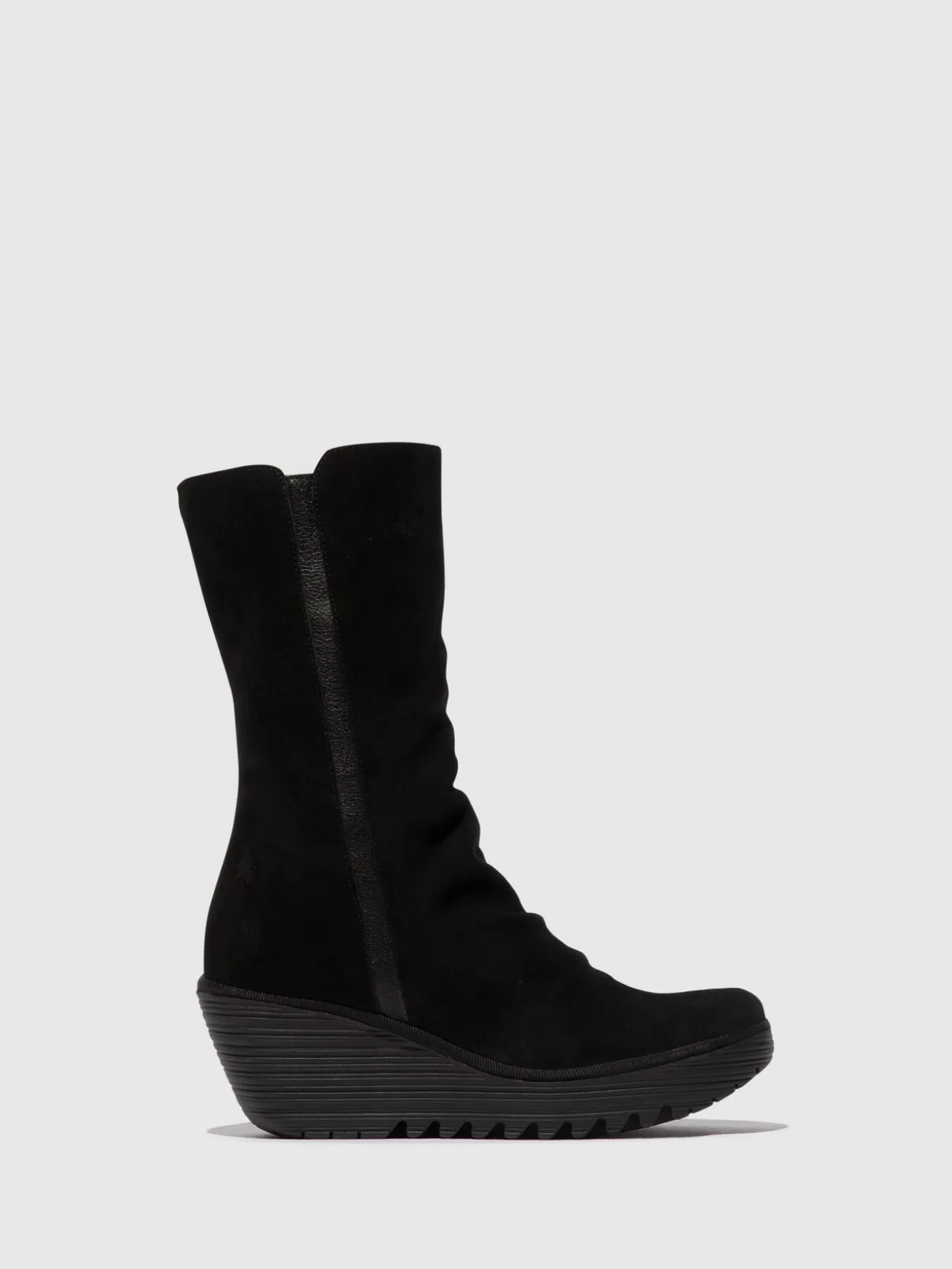 Botins Com Ziper Yemy408Fly Oil Suede/Mousse Preto-Fly London Clearance