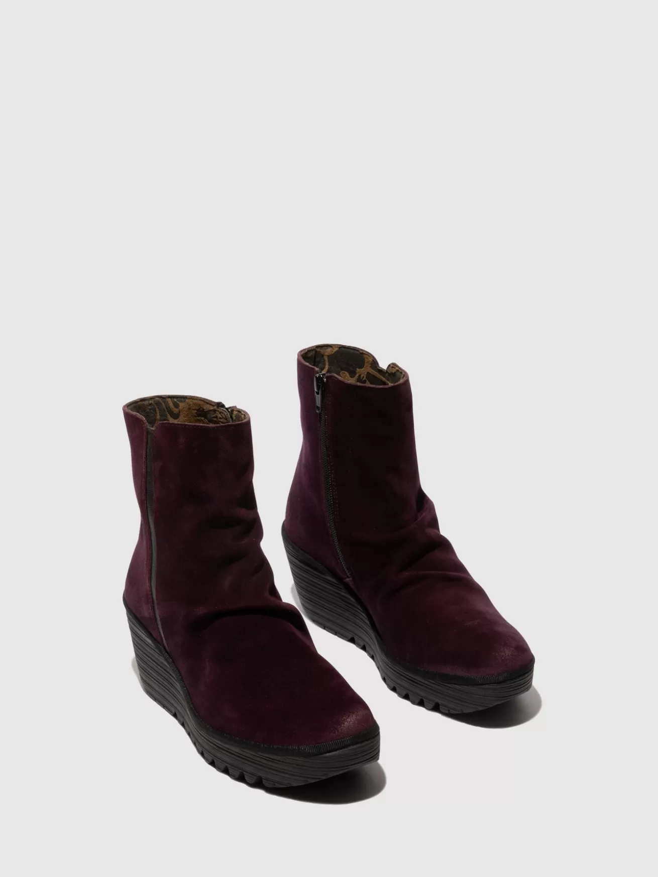 Botins Com Ziper Yopa461Fly Roxo/Preto-Fly London Clearance