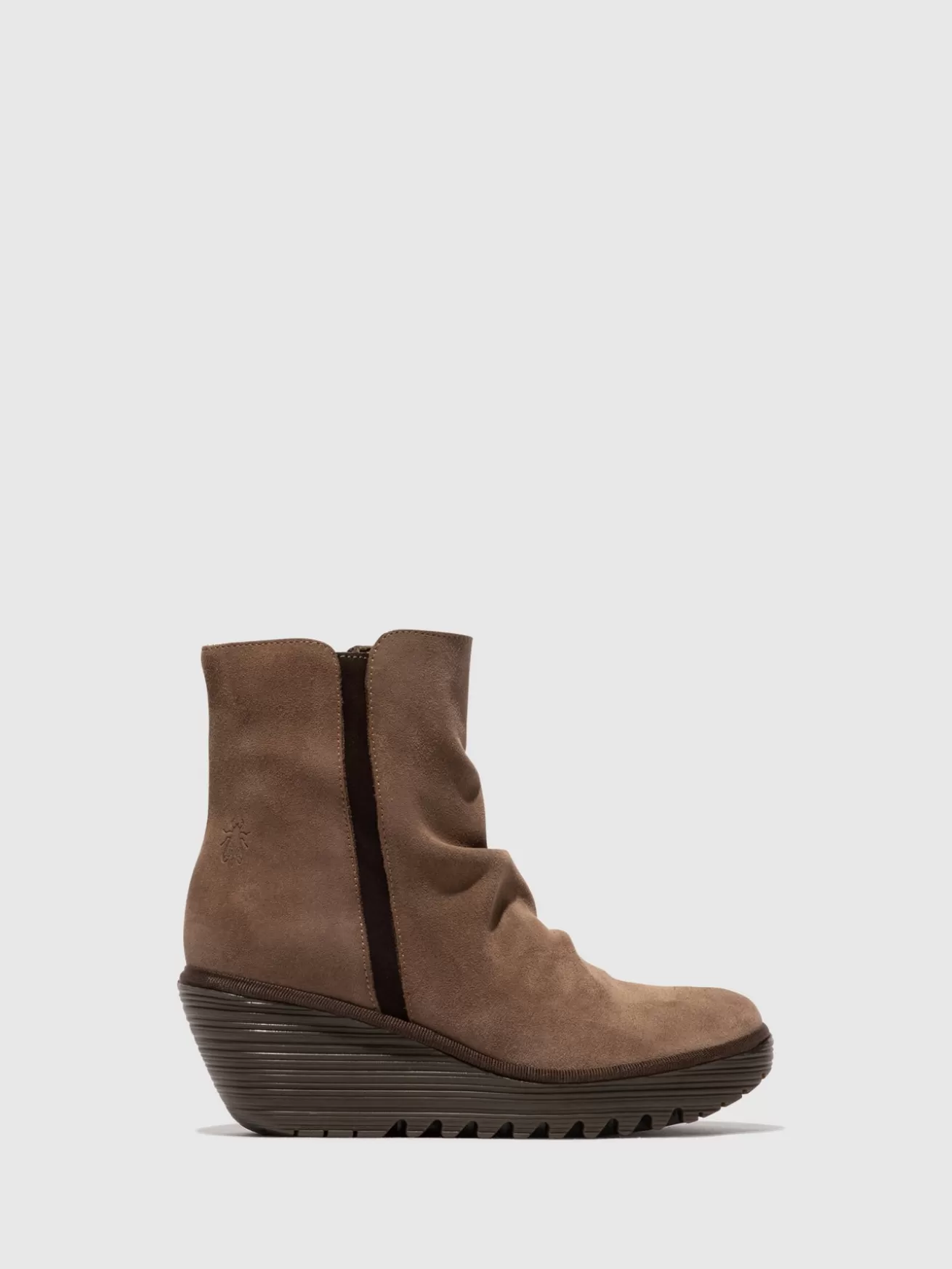 Botins Com Ziper Yopa461Fly Taupe/Expresso-Fly London Outlet