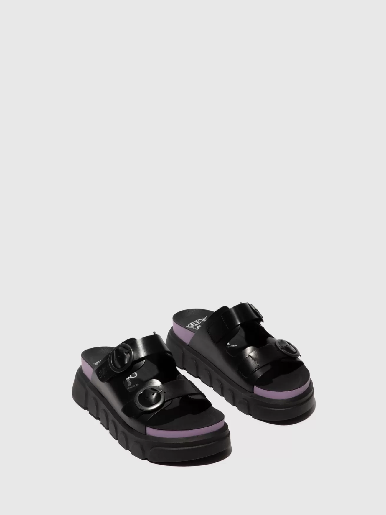 Mules Fivela Cide946Fly Preto (Violeta)-Fly London Discount