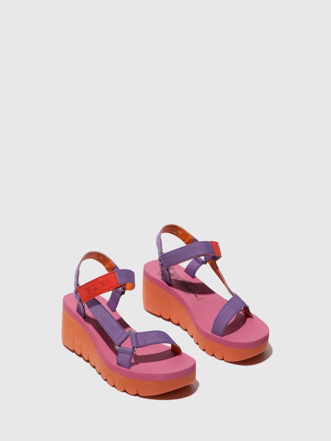 Sandálias Com Velcro Yefa726Fly Orange/Violet (Rose)-Fly London Fashion