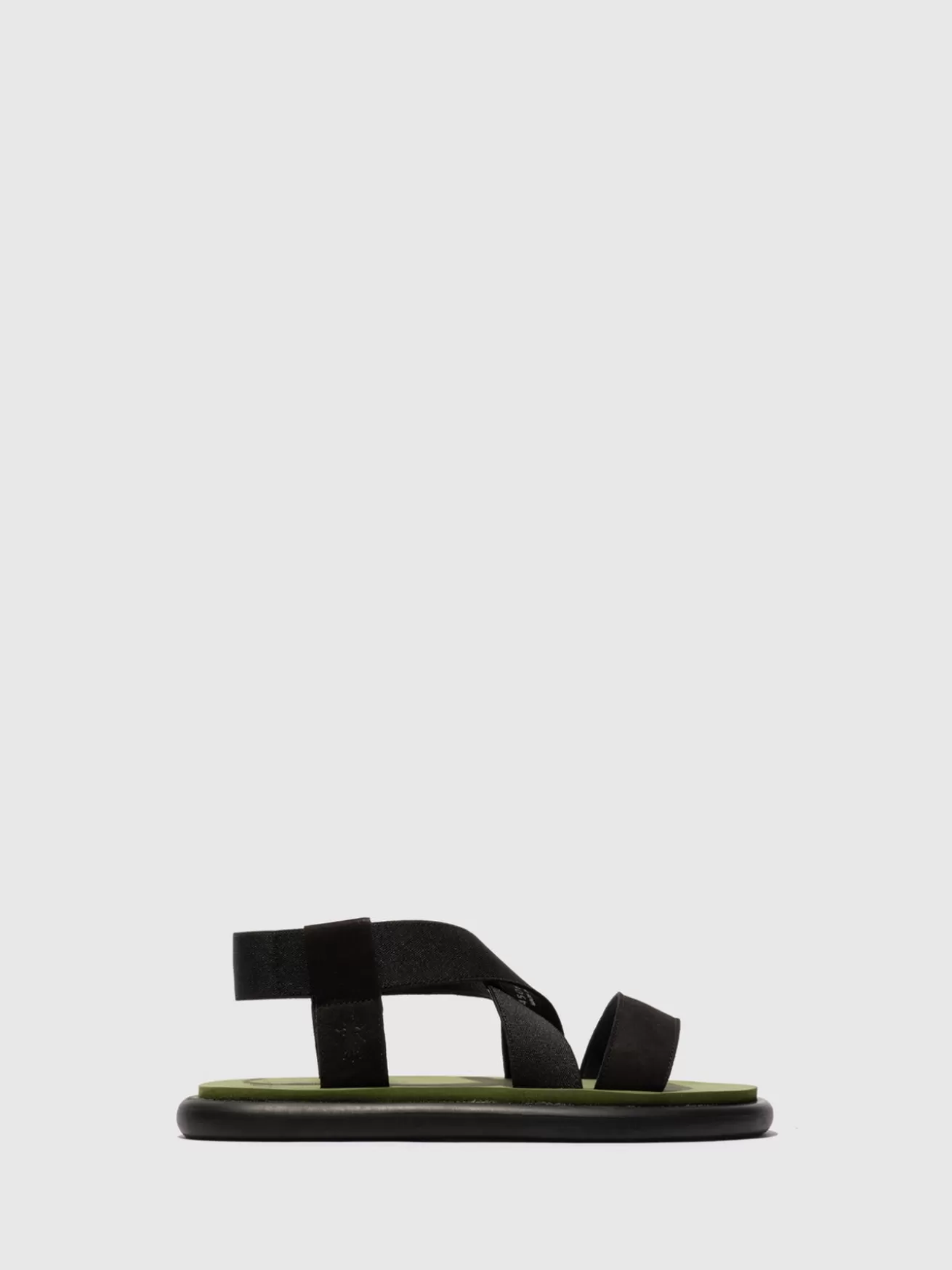 Sandálias Sling Back Oake067Fly Preto/Preto/Verde Exercito-Fly London Best Sale