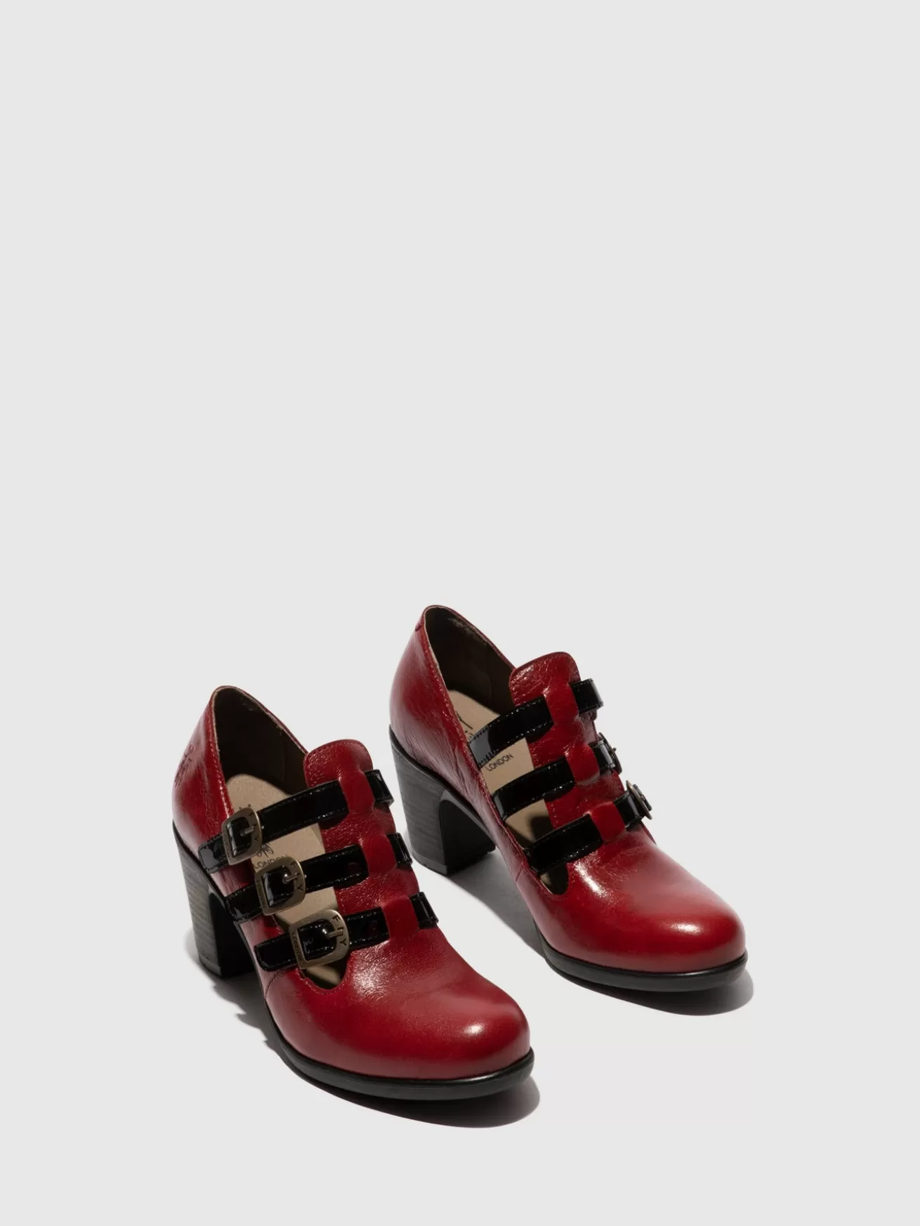 Sapatos Com Fivela Kacy011Fly Vermelho/Preto-Fly London Discount