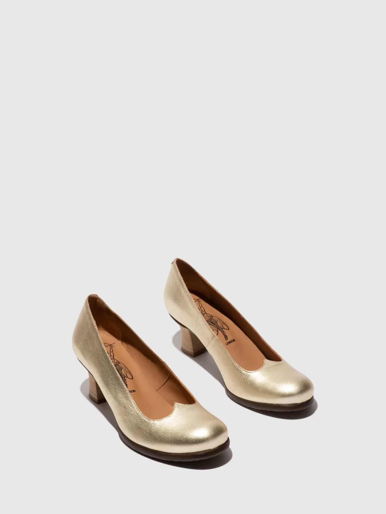 Sapatos De Salto Baze086Fly Gold-Fly London Cheap