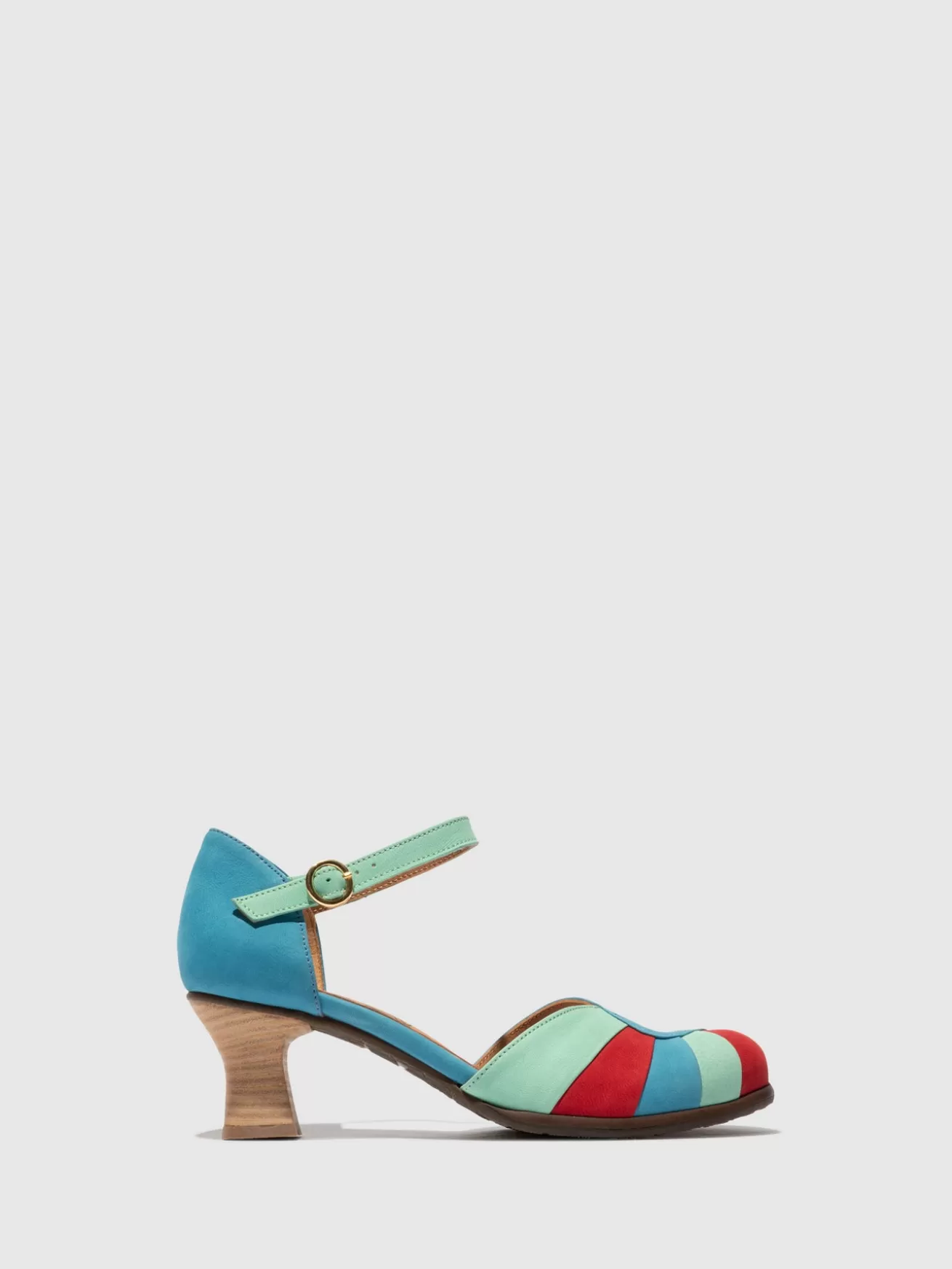 Sapatos De Salto Besh087Fly Azul/Escarlet/Verde-Fly London New